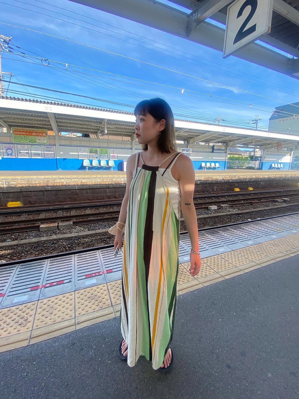 PAMM 知性のストライプキャミワンピース 古川琴音さん着用｜ワンピース