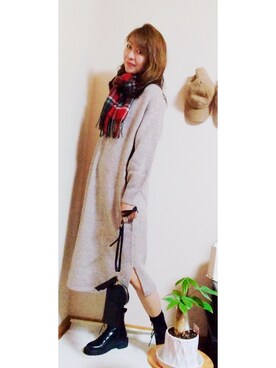「アイテム（ワンピース/ドレス）」を使った、Keyさん（レディース・164cm・40代）の冬コーディネート