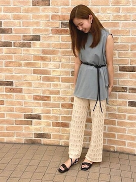 「透かし編みニット」｜JELLYBEANSさん（レディース・158cm）の夏コーディネート