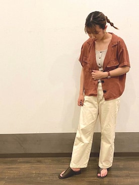 「アイテム（サンダル、グリーン系）」を使った、JELLYBEANSさん（レディース・158cm）の夏コーディネート