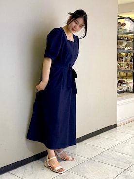 「ネイビー×ホワイト」｜「アイテム（サンダル）」を使った、JELLYBEANSさん（レディース・158cm）の夏コーディネート