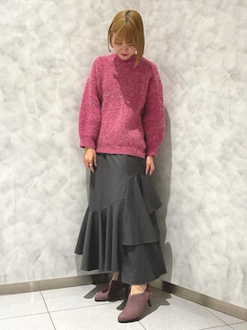 「アイテム（ブーツ、パープル系）」を使った、JELLYBEANSさん（レディース・162cm）の秋コーディネート