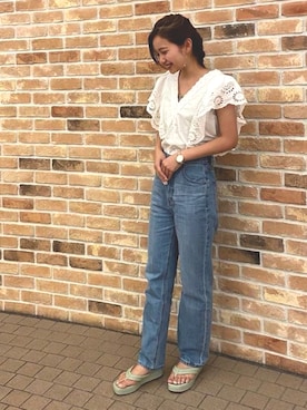 「アイテム（サンダル、グリーン系）」を使った、JELLYBEANSさん（レディース・158cm）の夏コーディネート