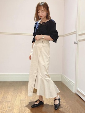 「黒ブラウス」｜JELLYBEANSさん（レディース・153cm）の夏コーディネート