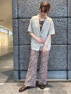 「JELLY BEANS（ジェリービーンズ）の【レイン対応】金具ビットレインローファー(309-7237)JELLY BEANS(ジェリービーンズ)（レインシューズ）」を使った、JELLYBEANSさん（レディース・158cm）の夏コーディネート