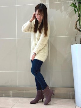 「アイテム（ブーツ、パープル系）」を使った、JELLYBEANSさん（レディース・156cm）の冬コーディネート