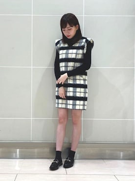 「タートルネック」｜「アイテム（レインシューズ）」を使った、JELLYBEANSさん（レディース・162cm）の冬コーディネート