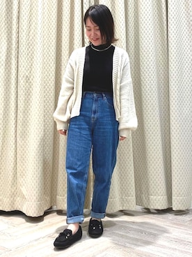 「ロールアップ」｜「アイテム（モカシン/デッキシューズ）」を使った、JELLYBEANSさん（レディース・153cm）の秋コーディネート