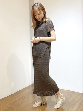 「透かし編みニット」｜JELLYBEANSさん（レディース・158cm）の夏コーディネート