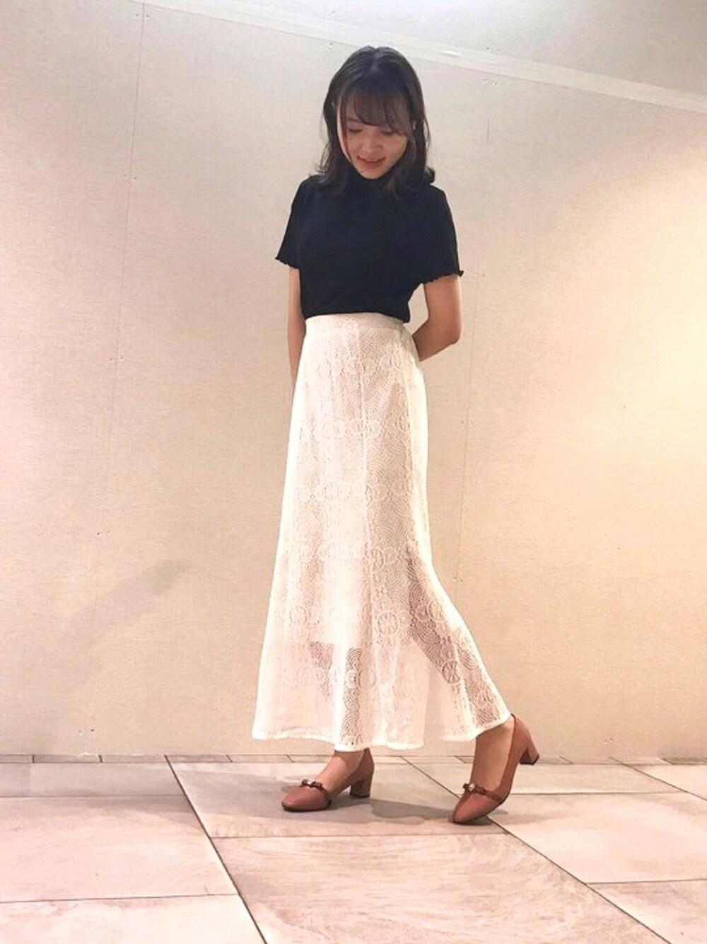 ミニビジューリボンラインパンプス<ふわさら>(125-44565)JELLY