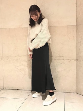 「ファー」｜「アイテム（スリッポン）」を使った、JELLYBEANSさん（レディース・155cm）の秋コーディネート