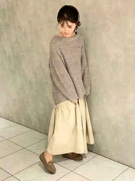 「ペタンコ靴」｜「アイテム（モカシン/デッキシューズ）」を使った、JELLYBEANSさん（レディース・158cm）の秋コーディネート