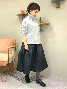 「タートルネック」｜「アイテム（レインシューズ）」を使った、JELLYBEANSさん（レディース・158cm）の冬コーディネート