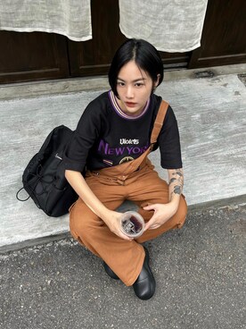 「NCAA（エヌシーエーエー）のアイテム」を使った、Ting Jianさん（レディース・160cm）の夏コーディネート