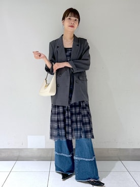 「アイテム（テーラードジャケット）」を使った、yuukaさん（レディース・164cm・30代）の夏コーディネート