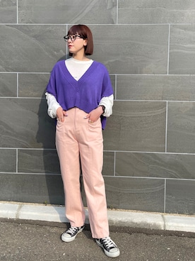 「CONVERSE（コンバース）のCONVERSE コンバース オール スター オックス / ALL STAR OX(BLACK) 32160321（スニーカー）」を使った、ayumiさん（レディース・161cm・20代）の春コーディネート