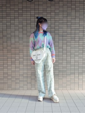 「パステルニット」｜いおさん（レディース・161cm）の冬コーディネート