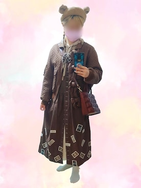 「茶色」｜「アイテム（ブルゾン）」を使った、いおさん（レディース・161cm）の冬コーディネート