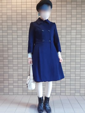 「白タイツ」｜「アイテム（ジャケット/アウター）」を使った、いおさん（レディース・161cm）の冬コーディネート