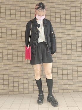 「フレンチガーリー」｜「アイテム（ブルゾン）」を使った、いおさん（レディース・161cm）の春コーディネート