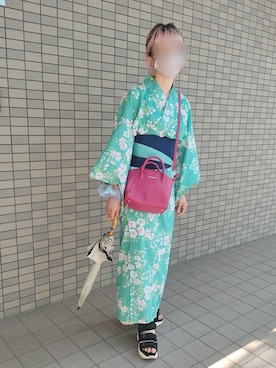 「しまむら（シマムラ）のアイテム（浴衣）」を使った、いおさん（レディース・161cm）の夏コーディネート
