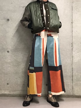 「Cepica（セピカ）のアイテム（ノーカラージャケット）」を使った、ころさん（レディース・168cm）の秋コーディネート