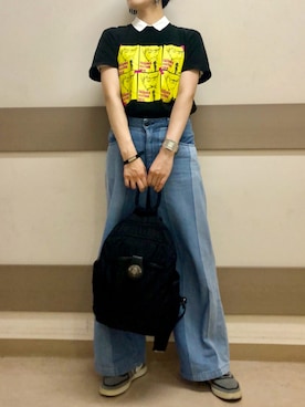 「おおぶりピアス」｜「アイテム（スニーカー）」を使った、ころさん（レディース・168cm）の夏コーディネート