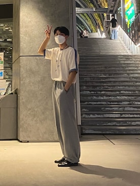 「PUBLIC TOKYO（パブリックトウキョウ）のアイテム（スウェットパンツ）」を使った、Maささん（メンズ・171cm）の春コーディネート