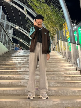 「PUBLIC TOKYO（パブリックトウキョウ）のアイテム（スウェットパンツ）」を使った、Maささん（メンズ・171cm）の秋コーディネート