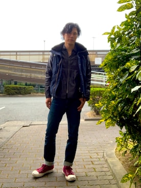 「STEVENSON OVERALL CO.（スティーブンソンオーバーオール）のアイテム（デニムパンツ）」を使った、326335さん（メンズ・179cm）の冬コーディネート