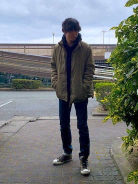 「STEVENSON OVERALL CO.（スティーブンソンオーバーオール）のアイテム（デニムパンツ）」を使った、326335さん（メンズ・179cm）の冬コーディネート