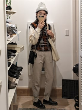 「Honeys（ハニーズ）のアイテム（ローファー）」を使った、kumpemさん（レディース・164cm）の秋コーディネート