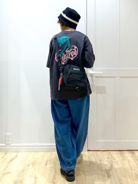 「MILKFED.（ミルクフェド）のGLITTER MELTY CHERRIES S/S TEE（Tシャツ/カットソー）」を使った、MIKOTOさん（レディース・164cm）の夏コーディネート