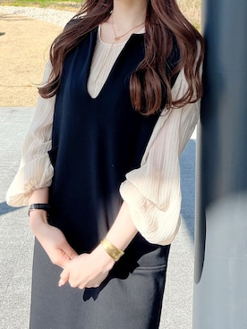 「LAUIR（ラウアー）のアイテム（シャツ/ブラウス）」を使った、kataoka__mikaさん（レディース・163cm）の春コーディネート