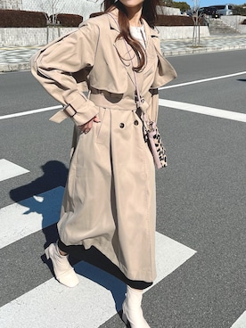 「frames RAY CASSIN（フレームスレイカズン）のアイテム（トレンチコート）」を使った、kataoka__mikaさん（レディース・163cm）の冬コーディネート