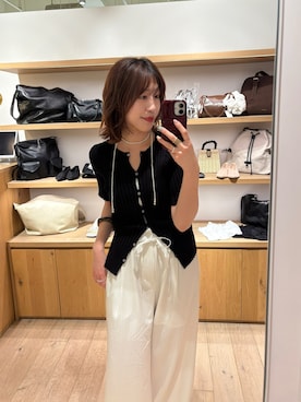 「半袖ニット」｜komiya sakuraさん（レディース・162cm）の春コーディネート