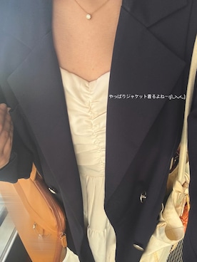 「INGNI（イング）のミドル丈テーラードジャケット(セットアップ対応)（テーラードジャケット、ブルー系）」を使った、twumamonさん（レディース・153cm）の春コーディネート