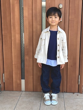 「アイテム（ブルゾン、ホワイト系）」を使った、Hさんさん（キッズ・110cm）の春コーディネート