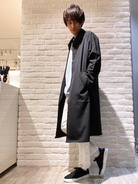 「スキニー」｜「アイテム（ステンカラーコート）」を使った、★たか★さん（メンズ・178cm）の春コーディネート