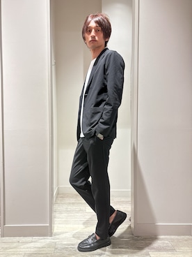 「ABAHOUSE GRAY（アバハウスグレイ）の【上下2点セット/セットアップ対応】接触冷感 セットアップ/スーツ（セットアップ、ブラック系）」を使った、★たか★さん（メンズ・178cm）の春コーディネート