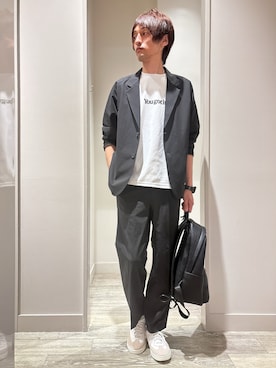「ABAHOUSE GRAY（アバハウスグレイ）の【YOU GOT IT.】ベアポンチ ロゴ 半袖Tシャツ（Tシャツ/カットソー、ホワイト系）」を使った、★たか★さん（メンズ・178cm）の春コーディネート
