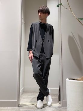 「ジレ」｜「アイテム（スリッポン）」を使った、★たか★さん（メンズ・178cm）の春コーディネート
