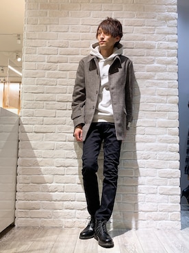 「アイテム（ステンカラーコート）」を使った、★たか★さん（メンズ・178cm）の冬コーディネート