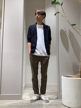 「ショールカラー」｜「アイテム（テーラードジャケット）」を使った、★たか★さん（メンズ・178cm）の春コーディネート