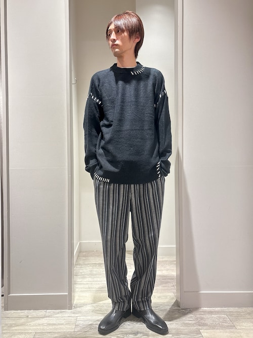 パンツ ランダムストライプ バックギャザー パンツ メンズ レディース