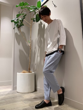 「デザイントップス」｜「アイテム（スリッポン）」を使った、★たか★さん（メンズ・178cm）の秋コーディネート