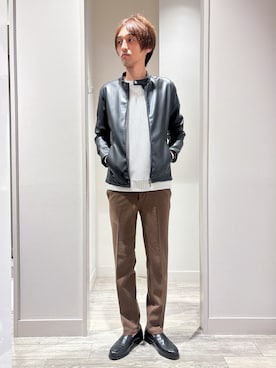 「アイテム（ライダースジャケット）」を使った、★たか★さん（メンズ・178cm）の秋コーディネート