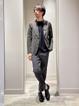 「ABAHOUSE GRAY（アバハウスグレイ）の【セットアップ対応/接触冷感】ハイブリット リラックス ジャケット（テーラードジャケット、ブラウン系）」を使った、★たか★さん（メンズ・178cm）の春コーディネート