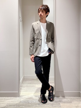 「デザイントップス」｜「アイテム（ジャケット/アウター）」を使った、★たか★さん（メンズ・178cm）の夏コーディネート