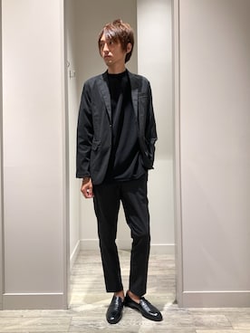 「オールブラック」｜「アイテム（セットアップ）」を使った、★たか★さん（メンズ・178cm）の夏コーディネート